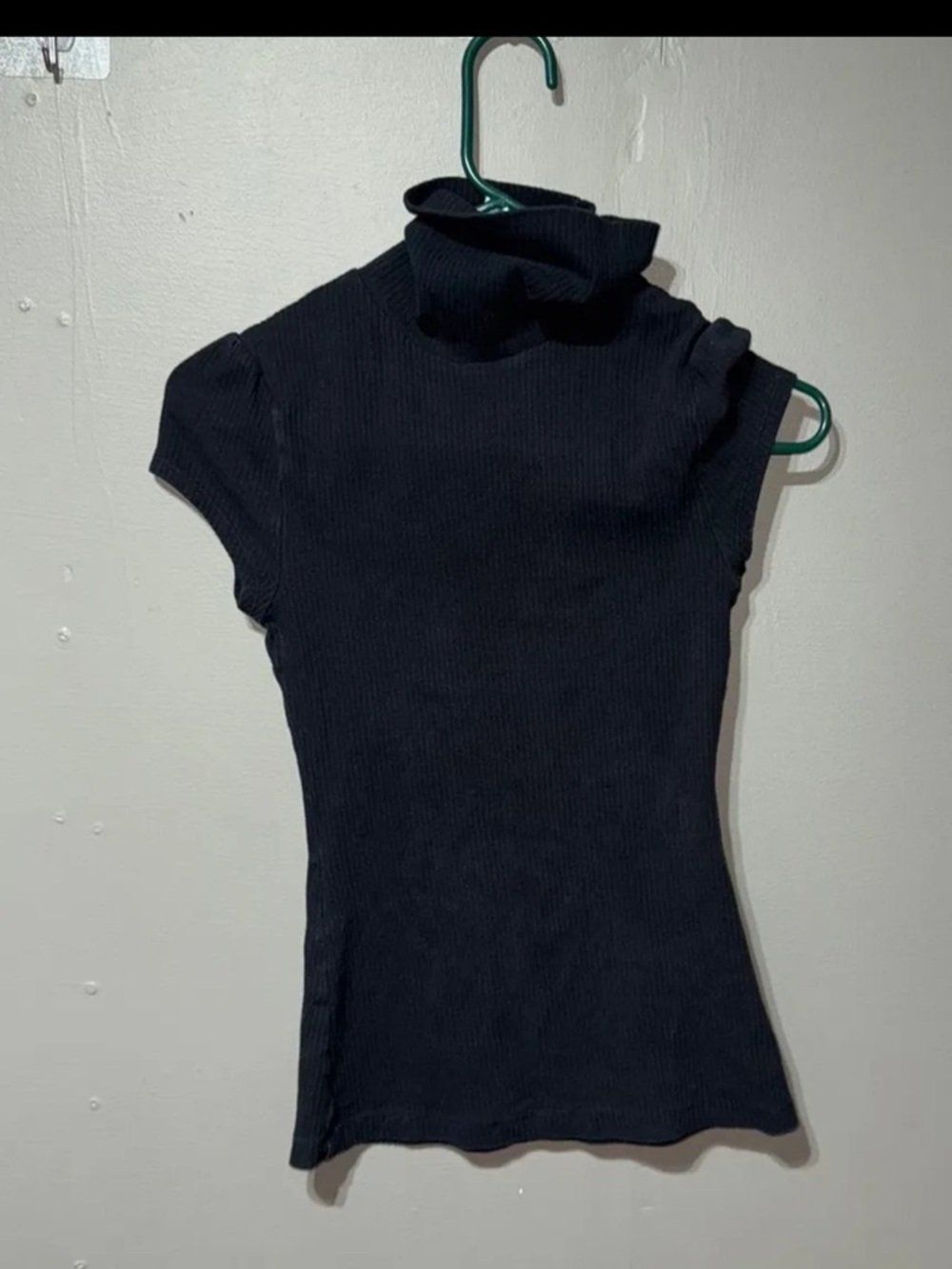 No Boundaries Black Ribbed Short-Sleeve Turtleneck Tank